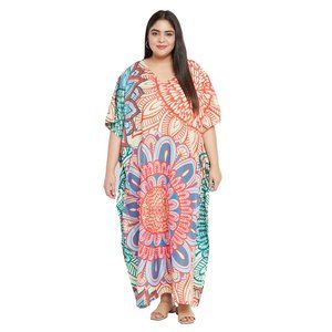 Floral Printed Multicolor Polyester Kaftan Dress for Women by Gypsie Blu
